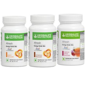 Herbalife Afresh Energy Drink Mix – Pack of 3 (Cinnamon,Peach&Kahwa)